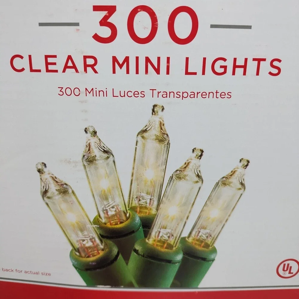 Holiday Time 300 Clear Mini Lights‎ Green Wire 59 Ft Indoor Outdoor